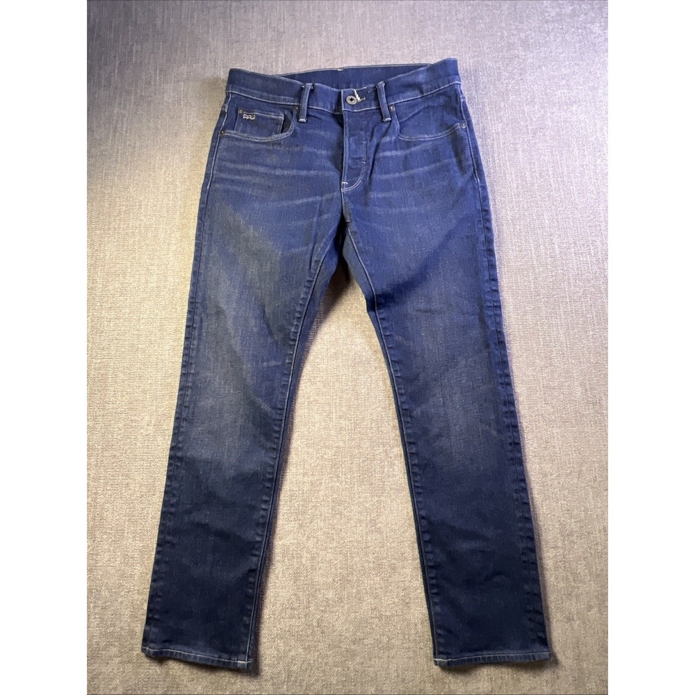 G-Star Raw 3301 Slim Fit Button Fly Dark Wash Denim Jeans Size Men's 32x29 Blue